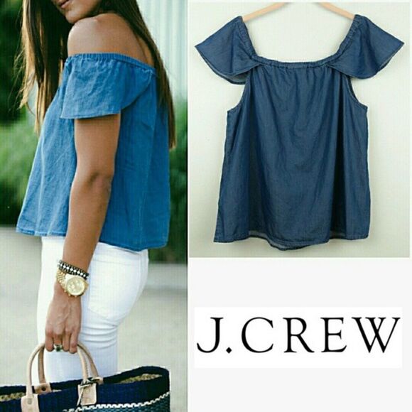 ✨ J. Crew Chambray Off Shoulder Top ✨ - Picture 4 of 8